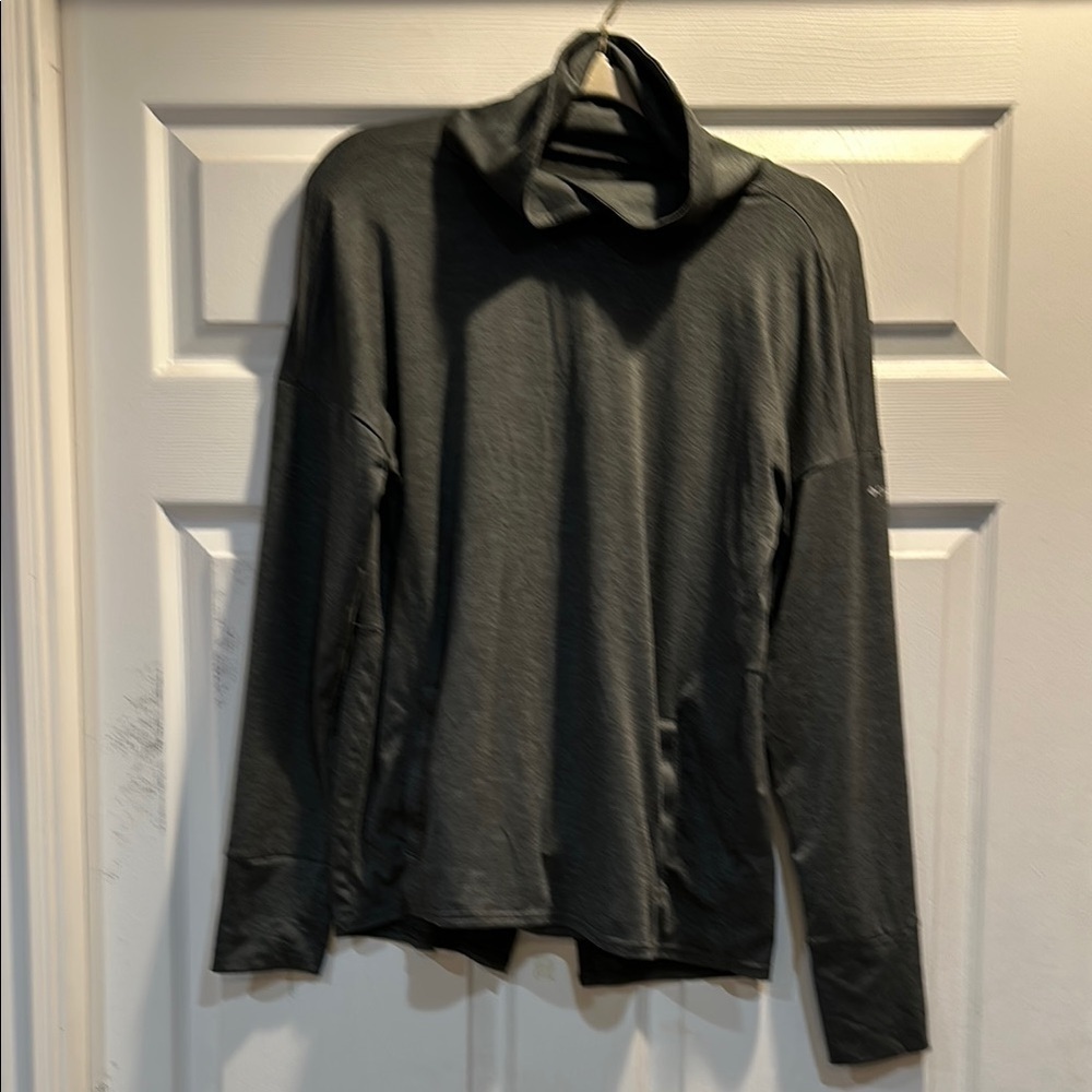 Columbia Olive Green Heathered Split Tail Cowl Neck Performance Pullover Top M